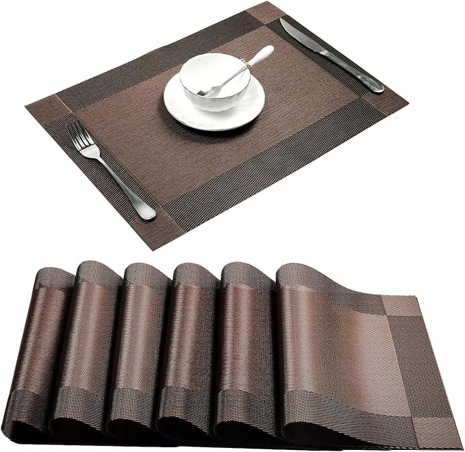 6 pcs Set Rectangular Shaped Dining Table Mat